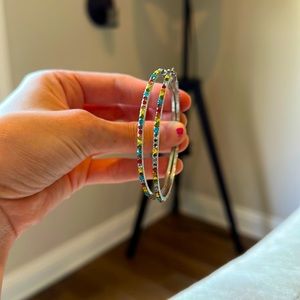 Beautiful Jewel Colored 💎 Medium Sized Hoop Earrings.